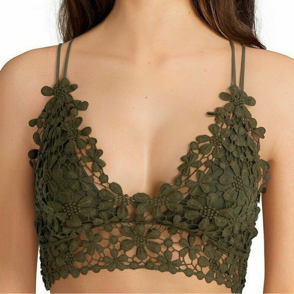 Free People Tops - Intimately Free People Miss Dazie green crochet bralette crop top